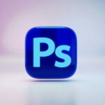 A blue square button with the letter ps on it